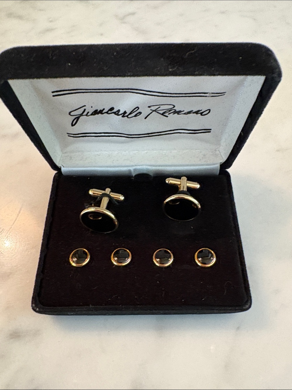 Gold and Black Cufflink & Stud Set